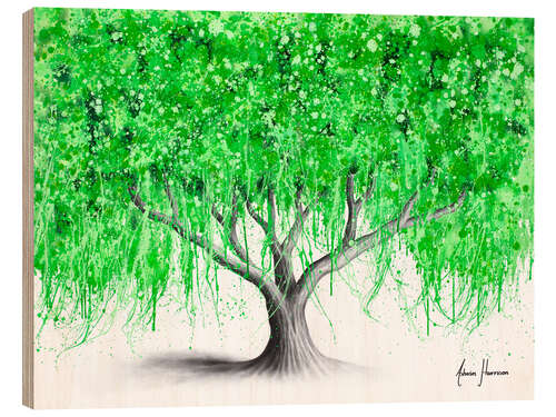 Wood print Waterside Willow Tree