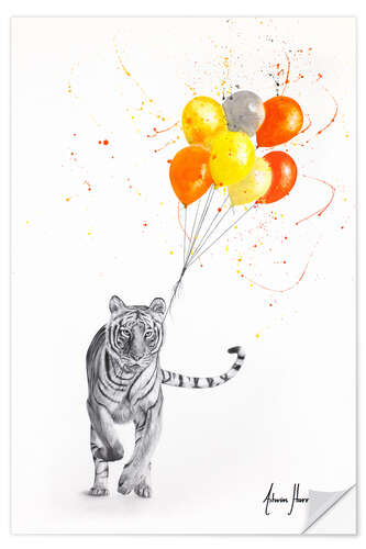 Wandsticker Der Tiger und die Ballons