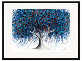 Gerahmter Kunstdruck Saphirblauer Jahreszeitenbaum