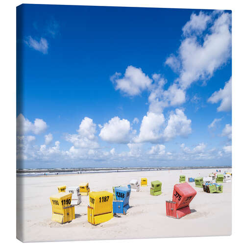 Lerretsbilde Colorful beach chairs on the North Sea beach Westbad on Langeoog