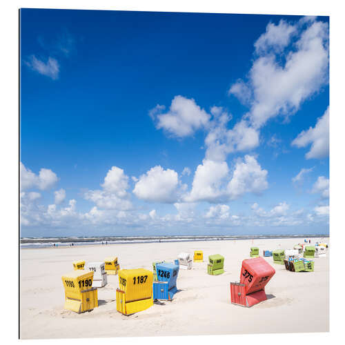 Gallery print Colorful beach chairs on the North Sea beach Westbad on Langeoog