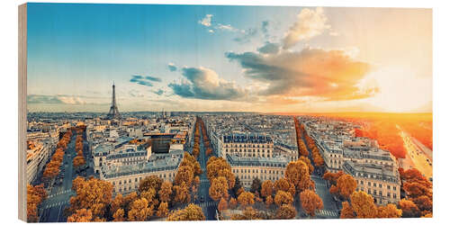 Wood print Paris Panorama