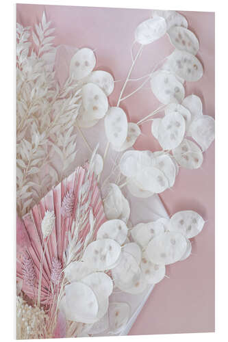 Foam board print Pink mix of dried flowers