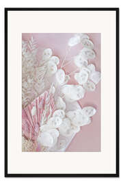 Gerahmter Kunstdruck Rosa Trockenblumenmix