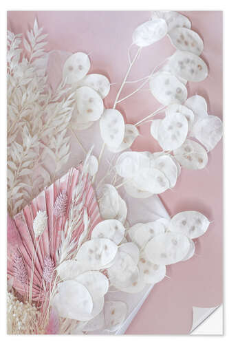 Wall sticker Pink mix of dried flowers