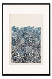 Gerahmter Kunstdruck Ringelblume, blau