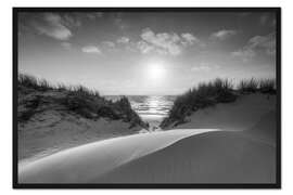 Gerahmter Kunstdruck Dünen in schwarzweiß