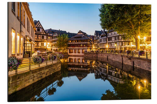 Aluminium print La Petit France in Strasbourg in the evening