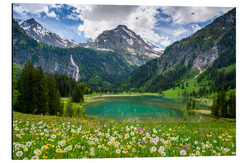 Aluminium print Lauenensee near Gstaad in the Bernese Alps in spring