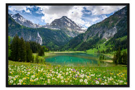 Gerahmter Kunstdruck Lauenensee bei Gstaad in den Berner Alpen im Frühling