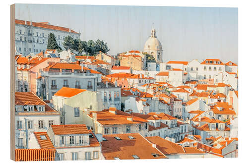 Hout print Lisbon roofs