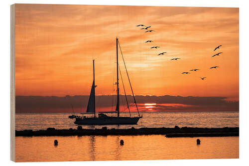 Wood print French Riviera sunrise