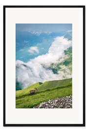 Gerahmter Kunstdruck Steinbock in seinem Reich hoch über dem Brienzersee