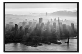 Gerahmter Kunstdruck San Francisco im Nebel, s/w