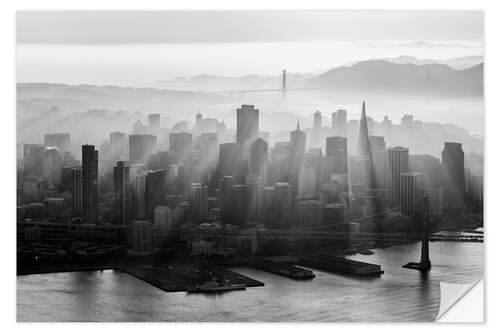 Naklejka na ścianę San Francisco in the mist, b/w