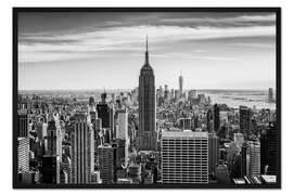 Gerahmter Kunstdruck Skyline von Manhattan, NYC, s/w