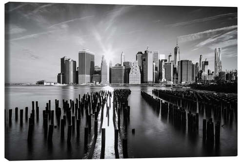 Canvas-taulu View from Pier One, NYC, b/w