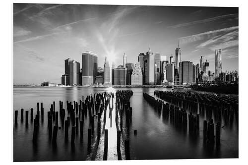 Stampa su PVC View from Pier One, NYC, b/w