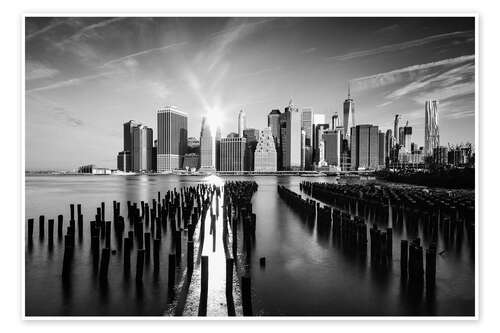 Poster View from Pier One, NYC, b/w