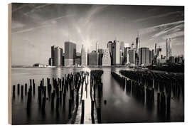 Obraz na drewnie View from Pier One, NYC, b/w