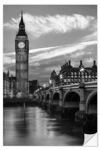 Vinilo para la pared In the evening at Westminster Bridge