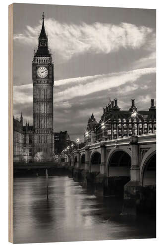 Wood print In the evening at Westminster Bridge