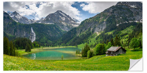 Selvklebende plakat Alpine idyll on Lake Lauenen near Gstaad