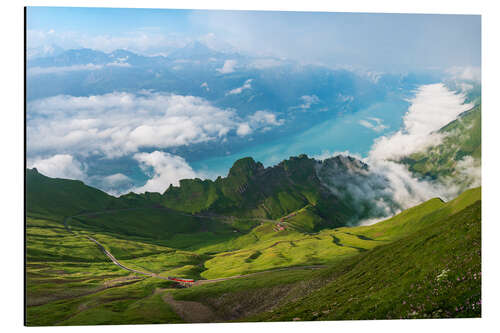 Stampa su alluminio Panoramic view from the Brienzer Rothorn with Lake Brienzer