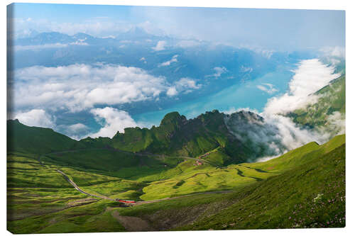 Lerretsbilde Panoramic view from the Brienzer Rothorn with Lake Brienzer