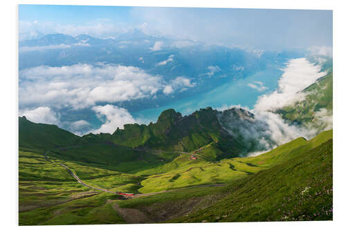 Foam board print Panoramic view from the Brienzer Rothorn with Lake Brienzer