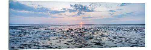 Aluminium print On the Wadden Sea at sunset