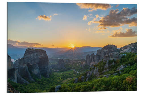 Aluminiumsbilde Sunset over Meteora, Greece