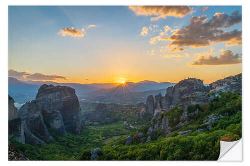 Naklejka na ścianę Sunset over Meteora, Greece