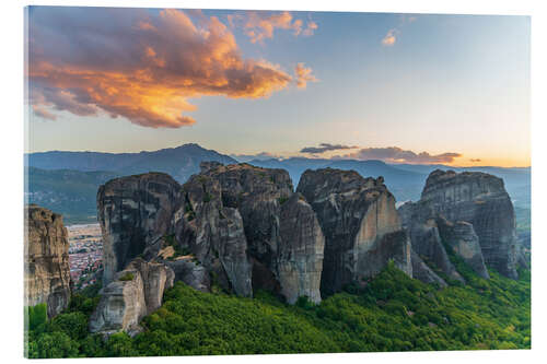 Quadro em acrílico Colorful clouds over Meteora, Greece