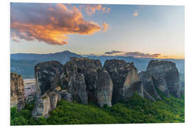 Foam board print Colorful clouds over Meteora, Greece