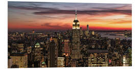 Foam board print New York City panorama at sunset