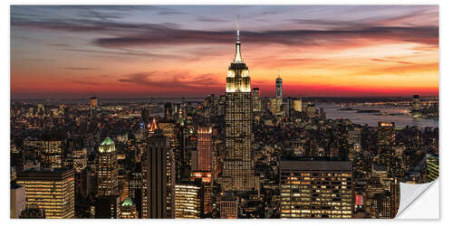 Selvklebende plakat New York City panorama at sunset