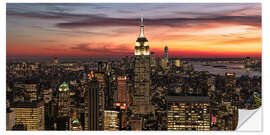 Selvklæbende plakat New York City panorama at sunset