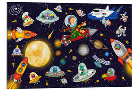 Magnettafel Hexe Luna im Weltall