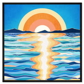 Gerahmter Kunstdruck Retro Ozean Sonne