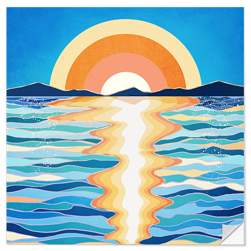 Sticker mural Retro Ocean Sun