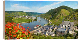 Quadro de madeira Panorama Beilstein on the Moselle