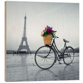 Wood print Bonjour Paris