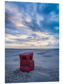 Foam board print Lonely beach chair on the North Sea beach