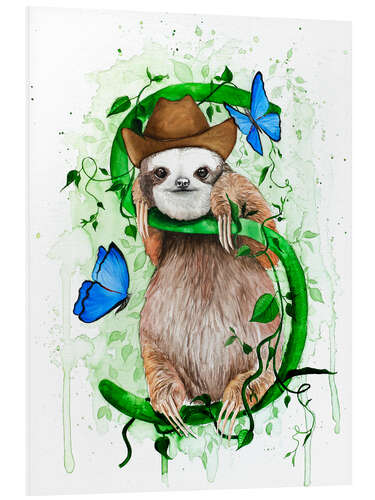 Foam board print Sloth with cowboy hat