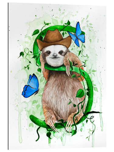 Galleritryk Sloth with cowboy hat