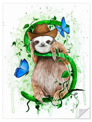 Wall sticker Sloth with cowboy hat