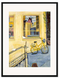Gerahmter Kunstdruck Gelbes Fahrrad in Montmartre