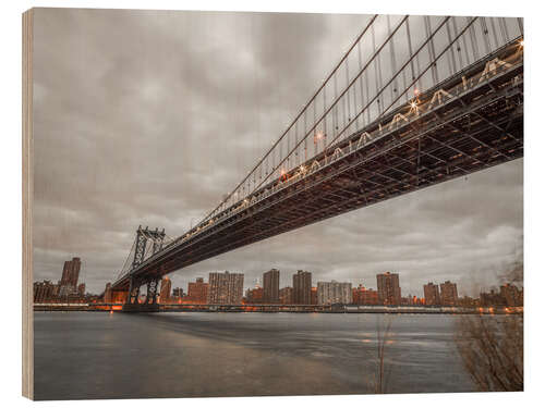 Wood print Manhattan Bridge