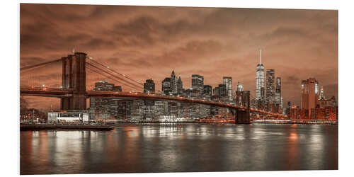 Foam board print Brooklyn Bridge over East River